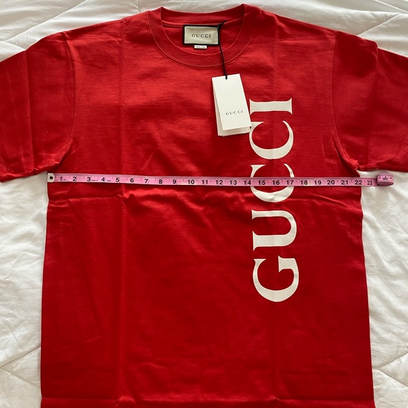 Gucci Logo Tee T-Shirt In Red Size Medium - Picture 6 of 10